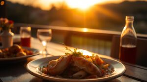 Warm-golden-hour-light-moody-style-seafood-on-a-table-low-contrast-soft-light-sunrise-or-sunset-ambiance