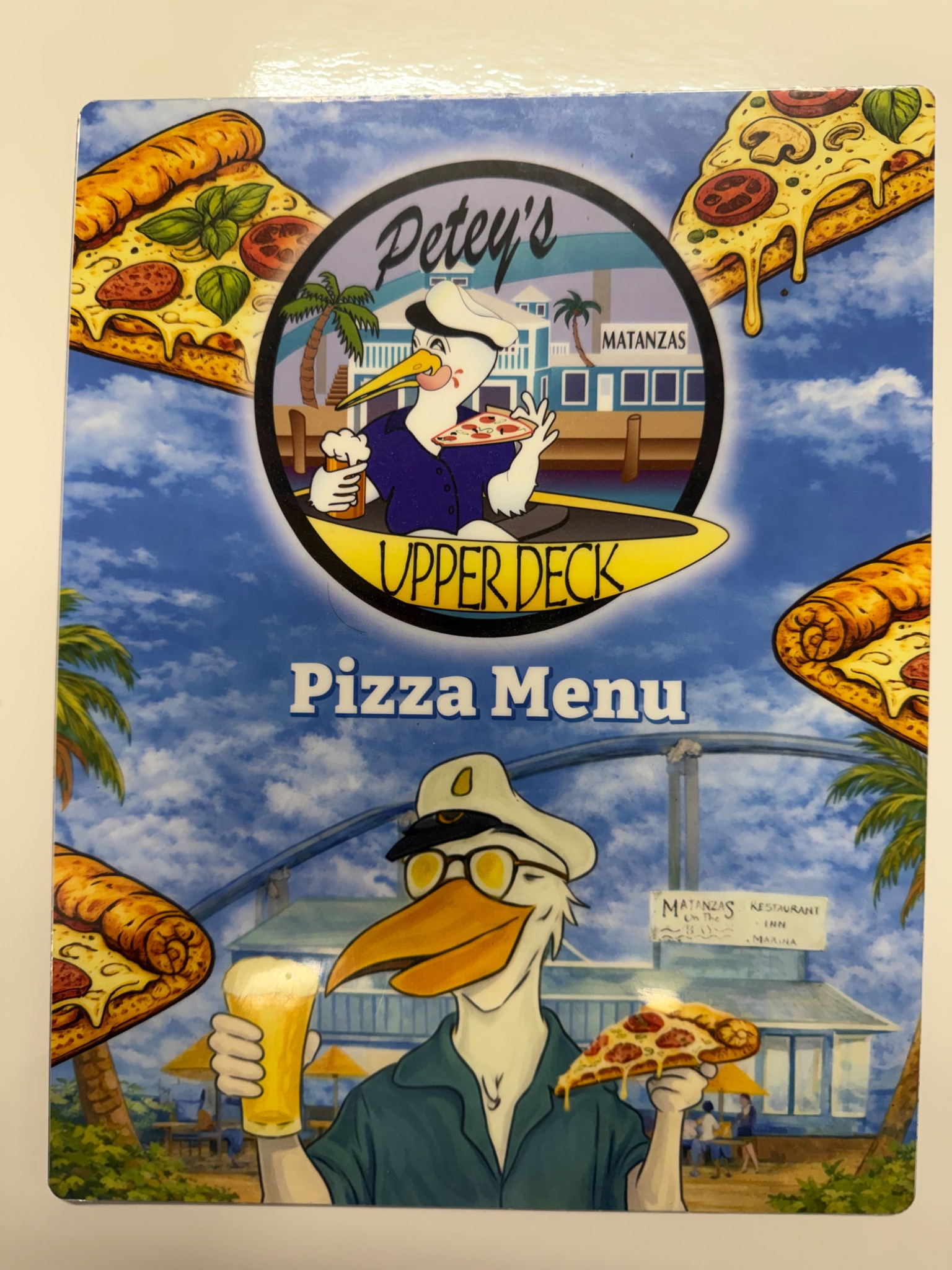 Petey's Upper Deck Pizza Menu Cover