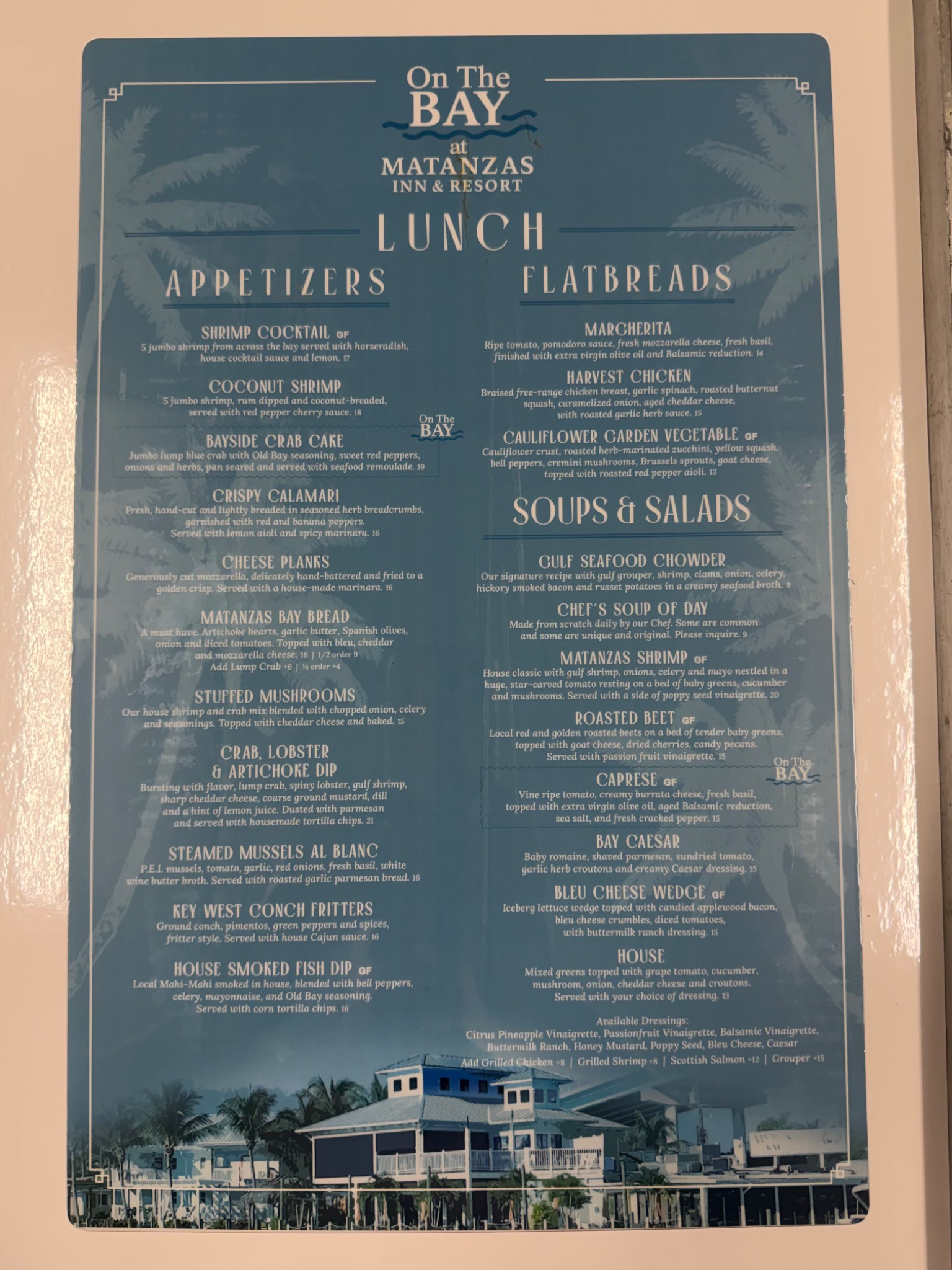 On The Bay Lunch Menu - Appetizers Flatbreads Soups Salads